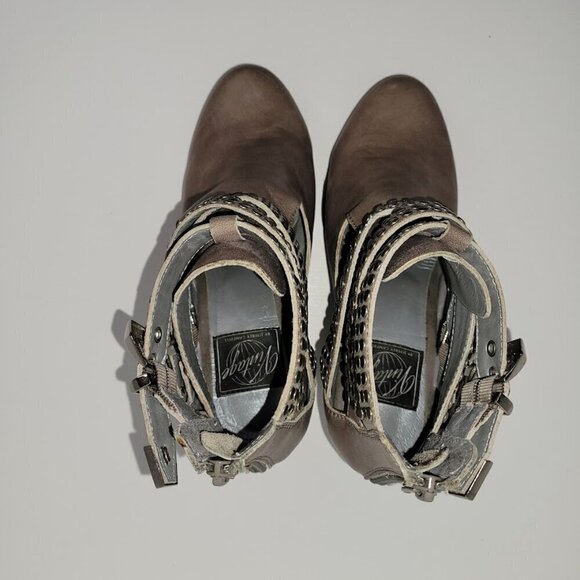 Vintage by Jeffrey Campbell Gray Leather Studded Ankle Fashion Boot Size 6.5 - Picture 2 of 11
